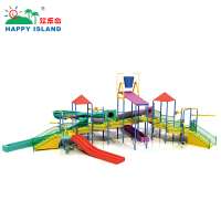 Children amusement park plastic slide water playground equipment