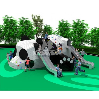 Portable cute panda shape design children outdoor playground with slide